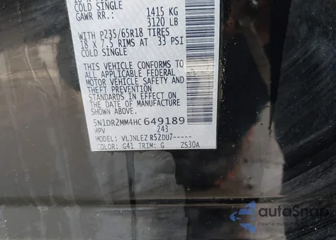 2017 Nissan Pathfinder Sv из США, поврежденный, VIN 5N1DR2MM4HC649189